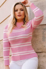 Blusa Tricot Manga Longa Duas Listras [F081] - Image 3