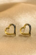 Brinco Pequeno De Coração Vazado Banhado Em Ouro 18k [F027] - Image 2
