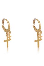 Brinco Argolinha Pequena Dupla Cruz Banhado Em Ouro 18k [F027] - Image 3