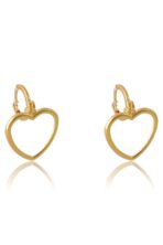 Brinco Argolinha Com Coração Médio Vazado Banhado Em Ouro 18k [F027] - Image 3