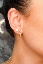 Brinco Argolinha Trabalhada Com Vazado Banhado Em Ouro 18k [F027]
