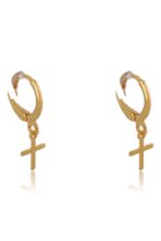 Brinco Argolinha Com Cruz Banhado Em Ouro 18k [F027] - Image 3