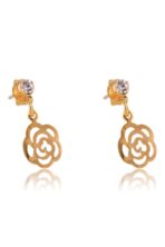 Brinco Pequeno De Flor Vazada Com Zircônia Banhado Em Ouro 18k [F027] - Image 3