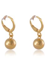 Brinco Argolinha Pequena Com Bola Dourada Banhado Em Ouro 18k [F027] - Image 3