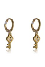 Brinco Argolinha Com Chave Banhado Em Ouro 18k [F027] - Image 3