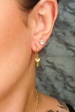 Brinco Argolinha Com Chave Banhado Em Ouro 18k [F027]