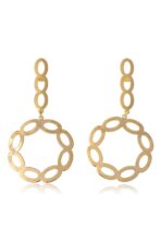 Brinco Com Fio E Círculo Com Arcos Banhado Em Ouro 18k [F027] - Image 3