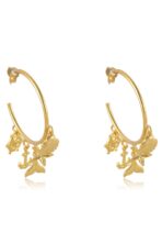 Brinco Argola Médio Com Pingente Marinho Banhado Em Ouro 18k [F027] - Image 3