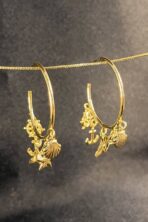Brinco Argola Médio Com Pingente Marinho Banhado Em Ouro 18k [F027] - Image 2