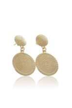 Brinco Médio Medalha Pai Nosso Banhado Em Ouro 18k [F027] - Image 3