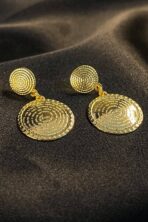 Brinco Médio Medalha Pai Nosso Banhado Em Ouro 18k [F027] - Image 2