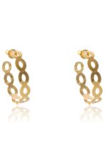 Brinco Argola Média Com Vazados Ovais Banhado Em Ouro 18k [F027] - Image 3