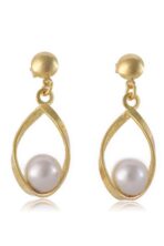 Brinco Médio Suporte Trabalhado Para Pérola Banhado Em Ouro 18k [F027] - Image 3