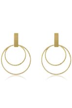 Brinco Com Fio Grosso E Dois Círculos Banhado Em Ouro 18k [F027] - Image 3
