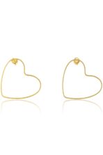 Brinco Médio Com Coração Vazado Horizontal Banhado Em Ouro 18k [F027] - Image 3