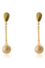 Brinco Médio Com Fio E Bola Dourada Banhado Em Ouro 18k [F027] - Image 3