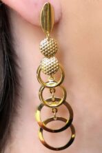 Brinco Médio Com Círculos Diferentes Banhado Em Ouro 18k [F027]