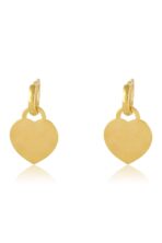Brinco Argolinha Com Chapa De Coração Banhado Em Ouro 18k [F027] - Image 3
