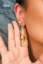 Brinco Com Pingentes Religiosos Banhado Em Ouro 18k [F027]