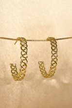 Brinco Argola Média Trabalhada Com Vazado Banhado Em Ouro 18k [F027] - Image 2