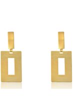 Brinco Grande De Retângulo Vazado Banhado Em Ouro 18k [F027] - Image 3