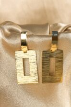 Brinco Grande De Retângulo Vazado Banhado Em Ouro 18k [F027] - Image 2