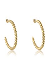 Brinco Argola Grande De Bolinha Dourada Banhado Em Ouro 18k [F027] - Image 3