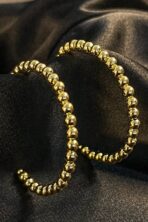 Brinco Argola Grande De Bolinha Dourada Banhado Em Ouro 18k [F027] - Image 2
