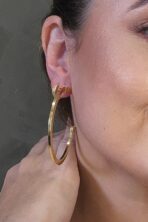 Brinco Argola Grande Clássica Banhado Em Ouro 18k [F027]