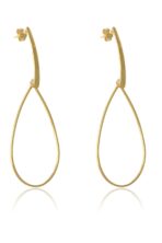 Brinco Grande De Fio E Gota Vazada Banhado Em Ouro 18k [F027] - Image 3