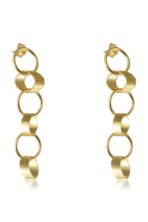 Brinco Grande De Círculos Interligados Banhado Em Ouro 18k [F027] - Image 3