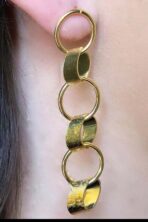 Brinco Grande De Círculos Interligados Banhado Em Ouro 18k [F027]