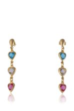 Brinco De Corações Com Pedras Coloridas Banhado Em Ouro 18k [F027] - Image 3