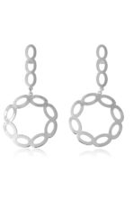 Brinco Com Fio E Círculo Com Arcos Banhado Em Ródio Branco [F027] - Image 3