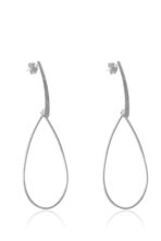 Brinco Grande De Fio E Gota Vazada Banhado Ródio Branco [F027] - Image 3