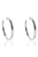 Brinco Argola Grande Grossa Clássica Banhado Em Ródio Branco [F027] - Image 3