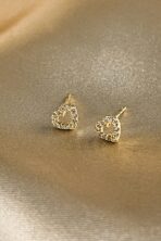 Brinco Coração Cristal Banhado Em Ouro 18k [F027] - Image 2
