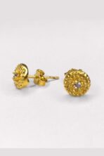 Brinco Círculo Pequeno Com Zircônia Central Banhado Em Ouro 18k [F027] - Image 3