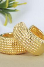 Brinco De Argolinha Grossa Trabalhada Banhado Em Ouro 18k [F027] - Image 2
