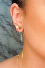 Brinco De Fio Com Estrela Banhado Em Ouro 18k [F027]