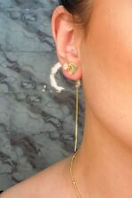 Brinco De Fio Com Lua Banhado Em Ouro 18k [F027]