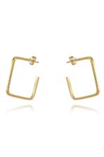 Brinco Pequeno De Argola Quadrada Banhado Em Ouro 18k [F027] - Image 3