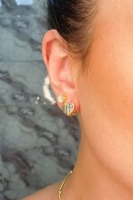 Brinco Coração Com Mini Zircônias Coloridas Banhado Em Ouro 18k [F027]
