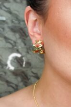 Brinco Argola De Losango Banhado Em Ouro 18k [F027]