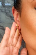 Brinco Argola De Triângulo Banhado Em Ouro 18k [F027]