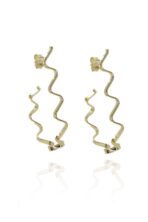 Brinco Argola Forma De J Trabalhada Banhado Em Ouro 18k [F027] - Image 3