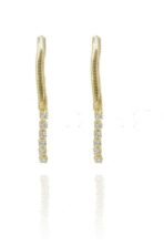 Brinco De Fita Com Zircônias Na Ponta Banhado Em Ouro 18k [F027] - Image 3