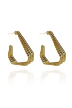 Brinco Argola Três Triangulos Banhado Em Ouro 18k [F027] - Image 3