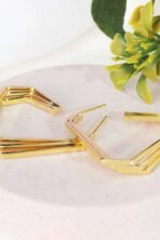 Brinco Argola Três Triangulos Banhado Em Ouro 18k [F027] - Image 2