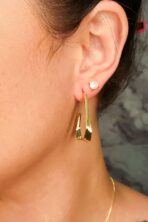 Brinco Argola Três Triangulos Banhado Em Ouro 18k [F027]
